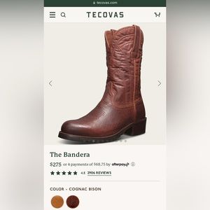 Tecovas Bandera Bison Boots 10d new